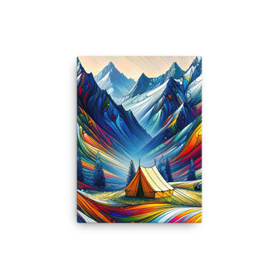 Surreale Alpen in abstrakten Farben, dynamische Formen der Landschaft - Leinwand camping xxx yyy zzz 30.5 x 40.6 cm