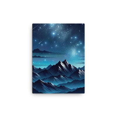 Alpen unter Sternenhimmel mit glitzernden Sternen und Meteoren - Leinwand berge xxx yyy zzz 30.5 x 40.6 cm