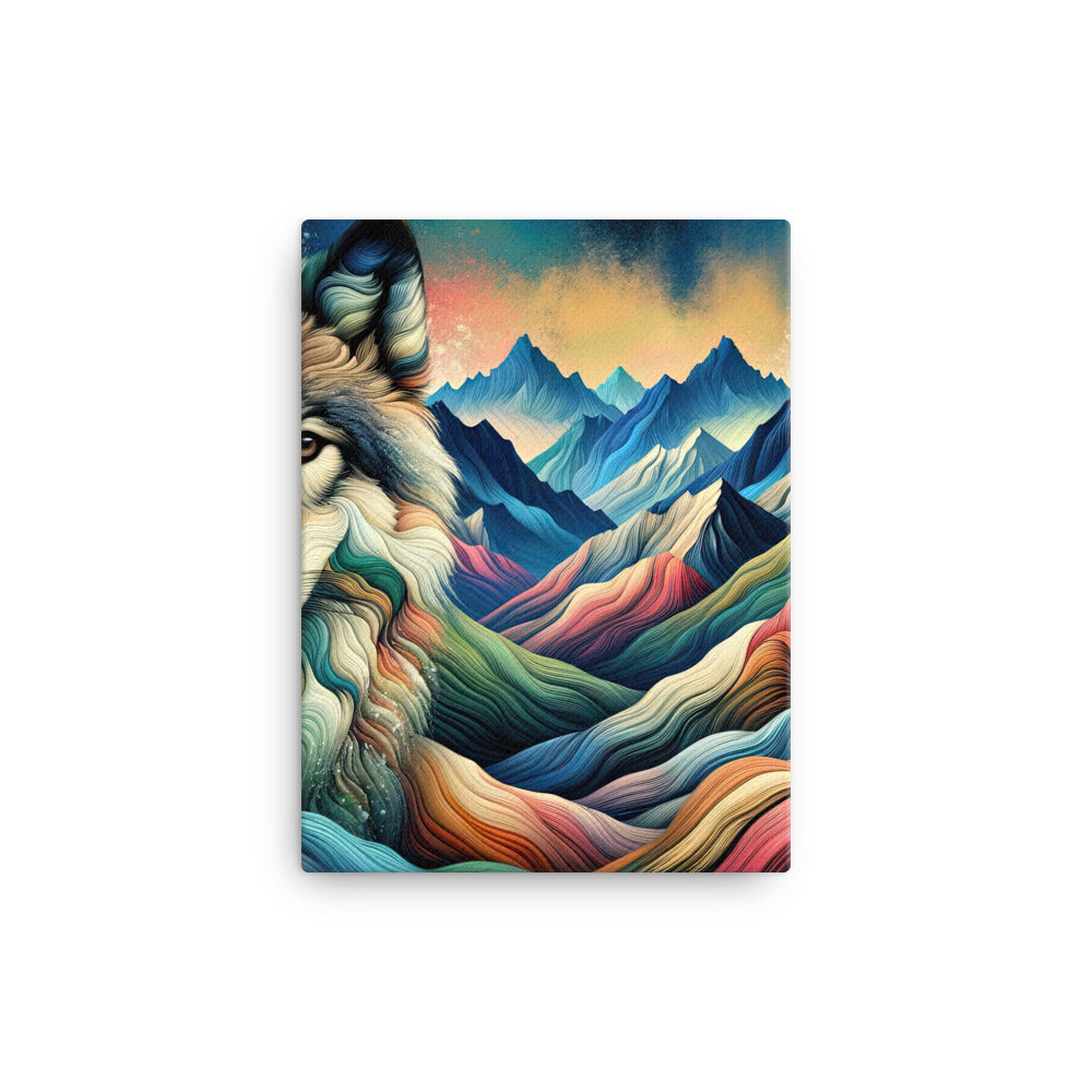 Traumhaftes Alpenpanorama mit Wolf in wechselnden Farben und Mustern (AN) - Leinwand xxx yyy zzz 30.5 x 40.6 cm