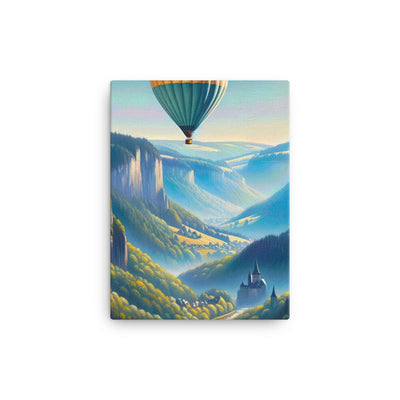 Ölgemälde einer ruhigen Szene in Luxemburg mit Heißluftballon und blauem Himmel - Leinwand berge xxx yyy zzz 30.5 x 40.6 cm