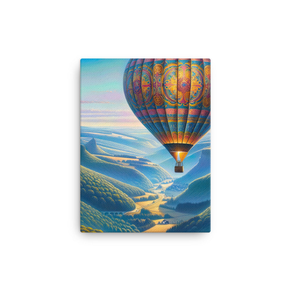 Ölgemälde einer ruhigen Szene mit verziertem Heißluftballon - Leinwand berge xxx yyy zzz 30.5 x 40.6 cm