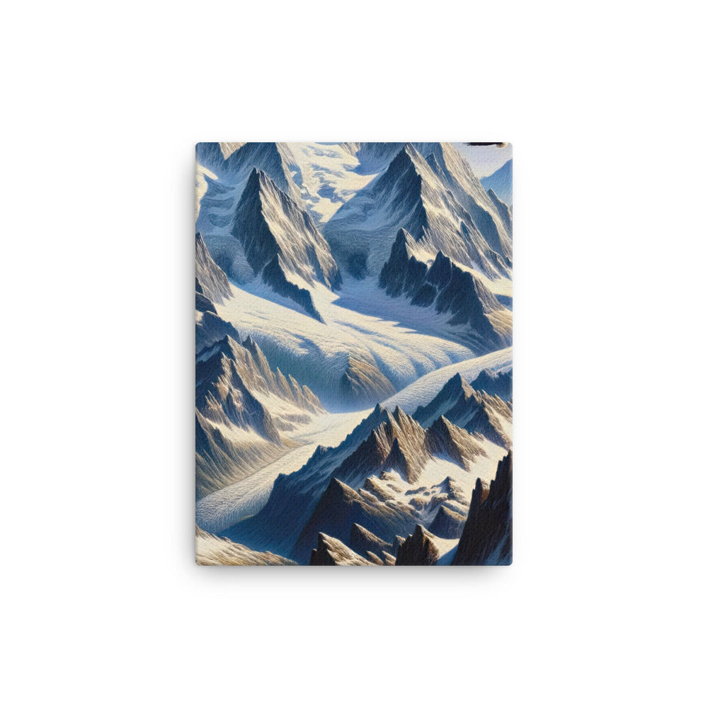 Ölgemälde der Alpen mit hervorgehobenen zerklüfteten Geländen im Licht und Schatten - Leinwand berge xxx yyy zzz 30.5 x 40.6 cm