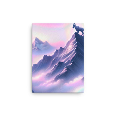 Pastellzeichnung der Alpen im Morgengrauen mit Steinbock in Rosa- und Lavendeltönen - Leinwand berge xxx yyy zzz 30.5 x 40.6 cm