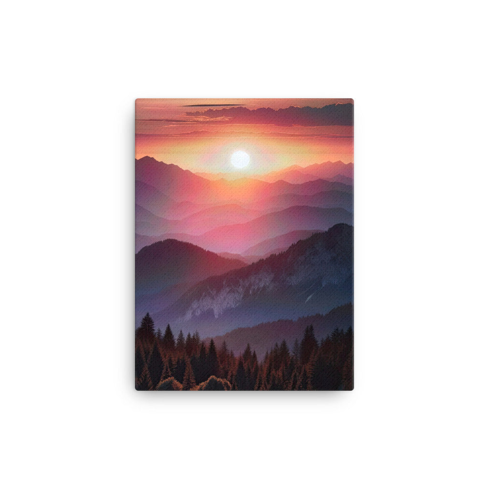 Foto der Alpenwildnis beim Sonnenuntergang, Himmel in warmen Orange-Tönen - Leinwand berge xxx yyy zzz 30.5 x 40.6 cm