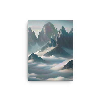 Foto eines nebligen Alpenmorgens, scharfe Gipfel ragen aus dem Nebel - Leinwand berge xxx yyy zzz 30.5 x 40.6 cm