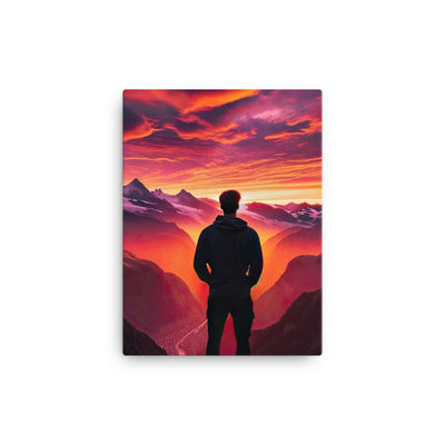 Foto der Schweizer Alpen im Sonnenuntergang, Himmel in surreal glänzenden Farbtönen - Leinwand wandern xxx yyy zzz 30.5 x 40.6 cm