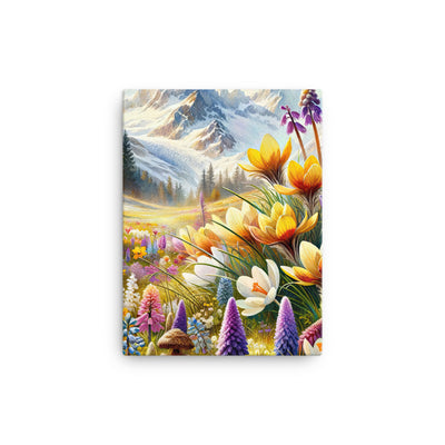 Aquarell einer ruhigen Almwiese, farbenfrohe Bergblumen in den Alpen - Leinwand berge xxx yyy zzz 30.5 x 40.6 cm