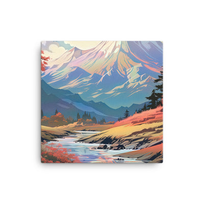 Berge. Fluss und Blumen - Malerei - Leinwand berge xxx 40.6 x 40.6 cm