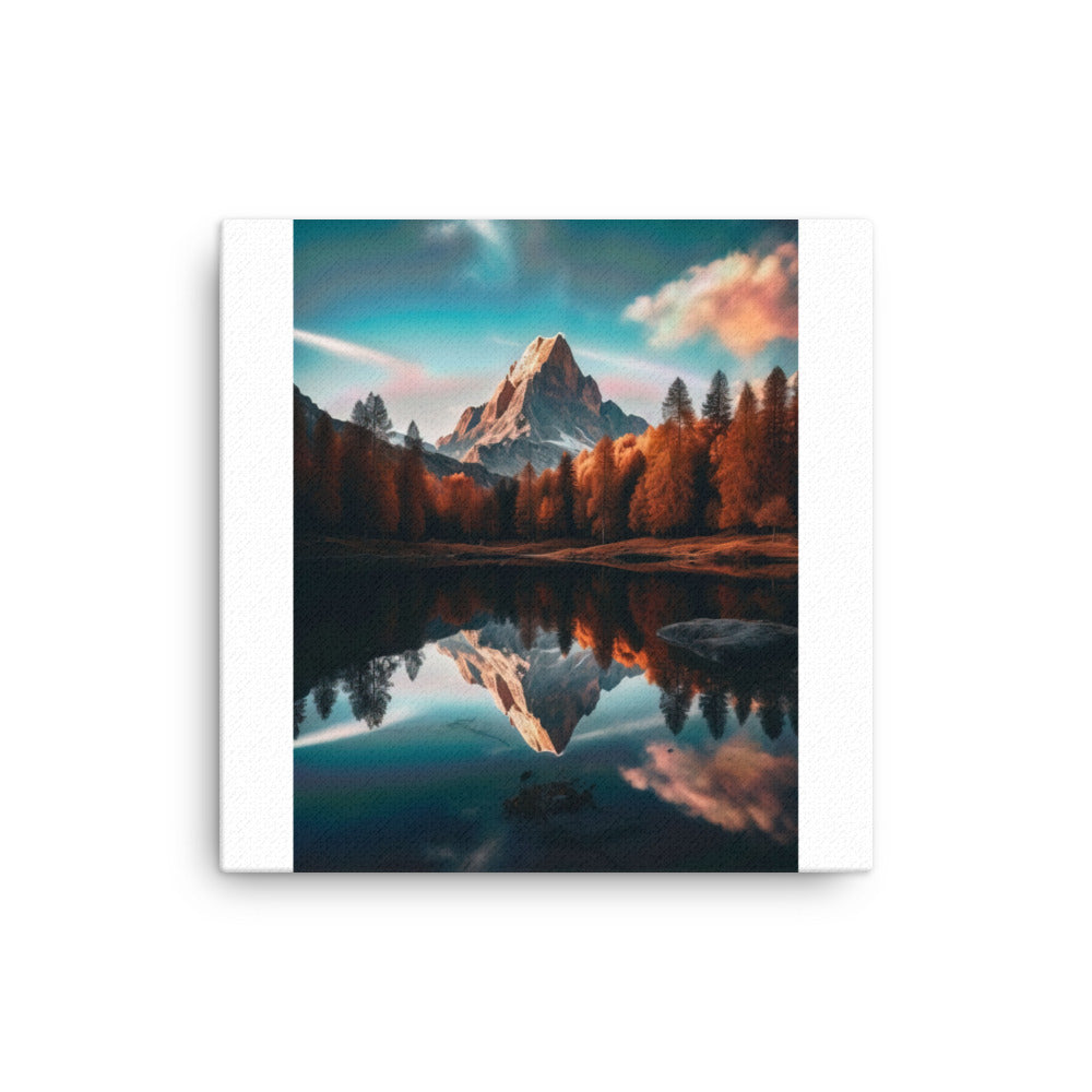 Bergsee, Berg und Bäume - Foto - Leinwand berge xxx 40.6 x 40.6 cm