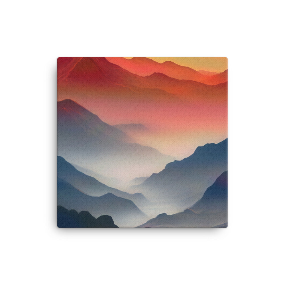 Sonnteruntergang, Gebirge und Nebel - Landschaftsmalerei - Leinwand berge xxx 40.6 x 40.6 cm