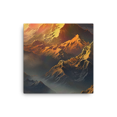 Wunderschöne Himalaya Gebirge im Nebel und Sonnenuntergang - Malerei - Leinwand berge xxx 40.6 x 40.6 cm