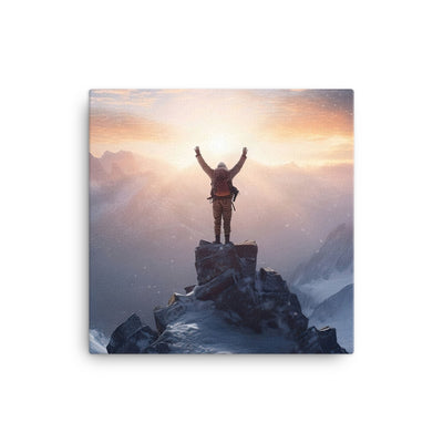 Mann auf der Spitze eines Berges - Landschaftsmalerei - Leinwand berge xxx 40.6 x 40.6 cm