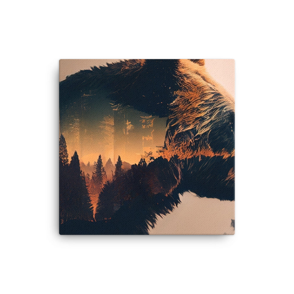 Bär und Bäume Illustration - Leinwand camping xxx 40.6 x 40.6 cm