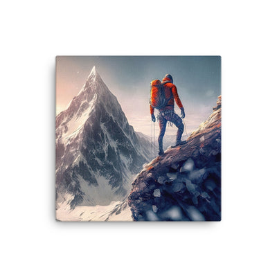 Bergsteiger auf Berg - Epische Malerei - Leinwand klettern xxx 40.6 x 40.6 cm