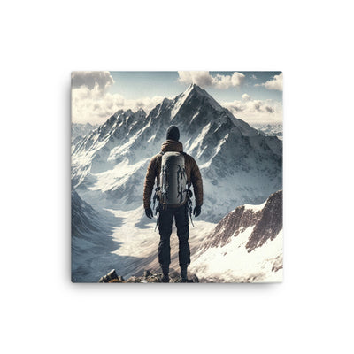 Wanderer auf Berg von hinten - Malerei - Leinwand berge xxx 40.6 x 40.6 cm
