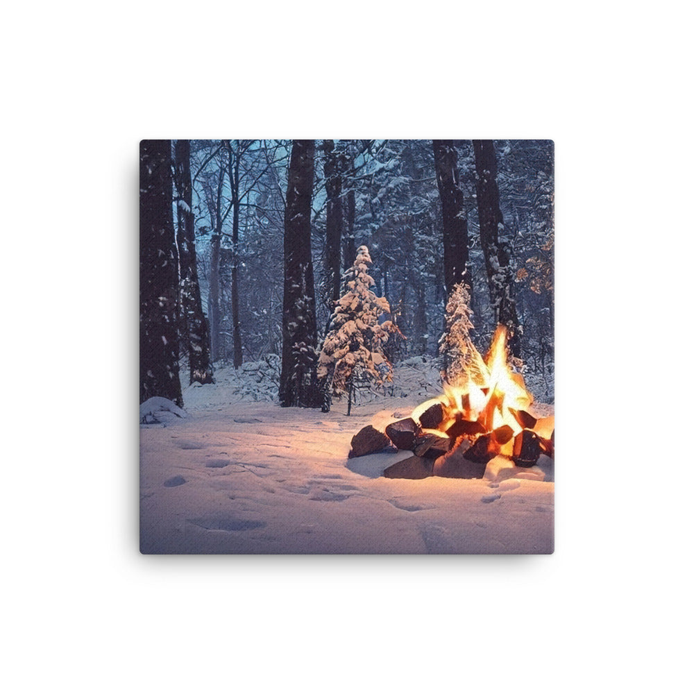 Lagerfeuer im Winter - Camping Foto - Leinwand camping xxx 40.6 x 40.6 cm