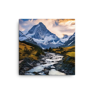 Berge und steiniger Bach - Epische Stimmung - Leinwand berge xxx 40.6 x 40.6 cm