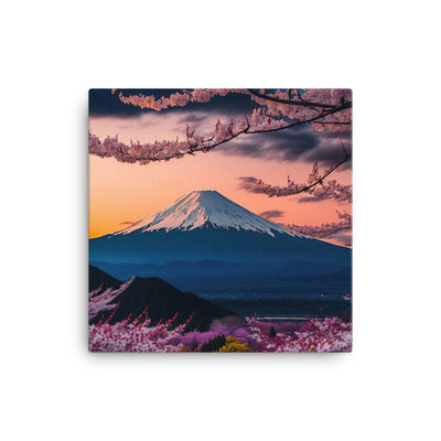 Berg - Pinke Bäume und Blumen - Leinwand berge xxx 40.6 x 40.6 cm