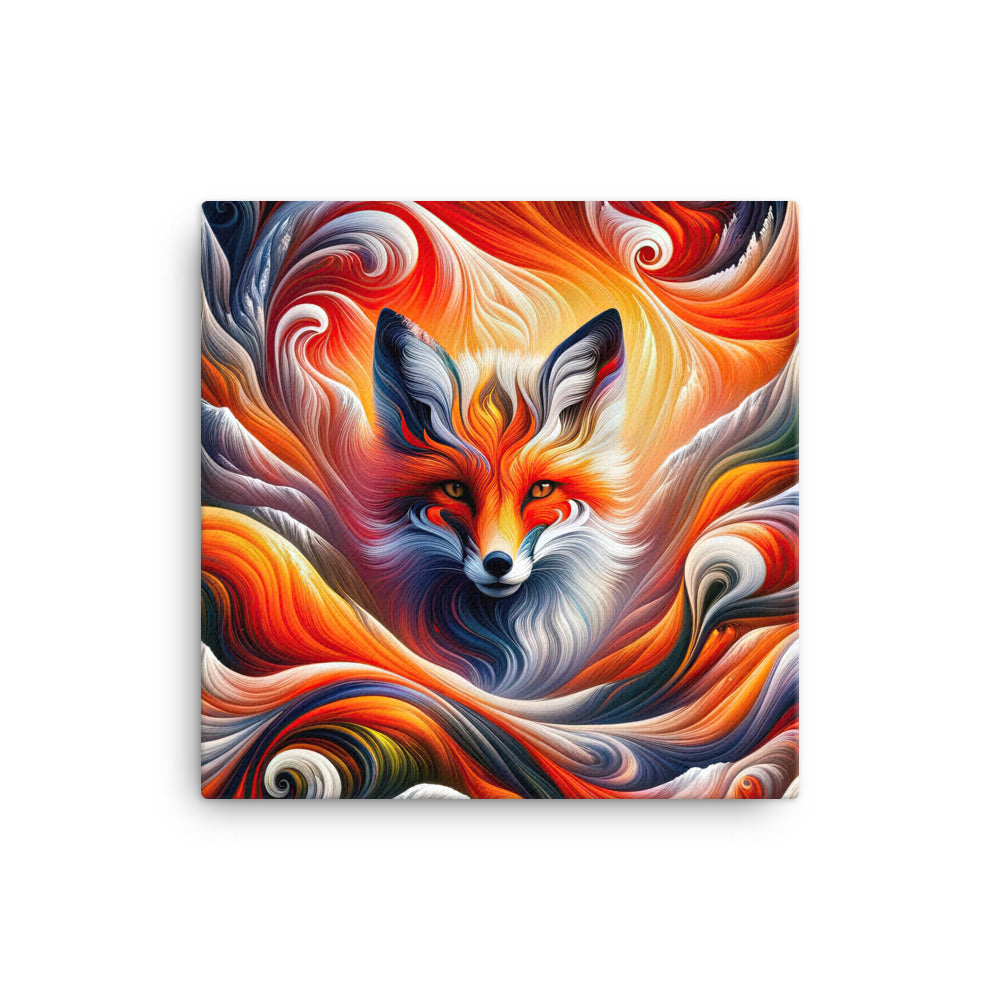 Abstraktes Kunstwerk, das den Geist der Alpen verkörpert. Leuchtender Fuchs in den Farben Orange, Rot, Weiß - Leinwand camping xxx yyy zzz 40.6 x 40.6 cm