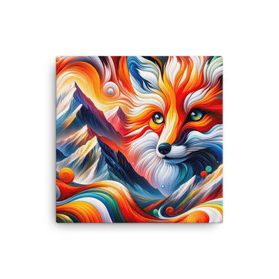 Abstrakte Kunst der Alpen voller lebendiger Farben und dynamischer Bewegung. Es dominiert ein farbiger Fuchs - Leinwand camping xxx yyy zzz 40.6 x 40.6 cm