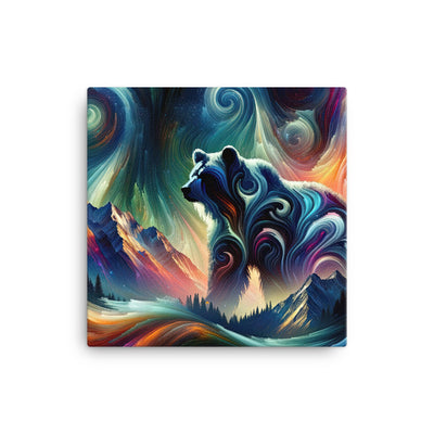 Abstrakte Kunst, die majestätischen Alpen mit Farben und komplizierten Mustern darstellt. Markante Bären Silhouette - Leinwand camping xxx yyy zzz 40.6 x 40.6 cm