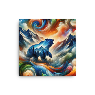 Lebendige Alpen und Bären Sillhouette über Berggipfel - Abstraktes Gemälde - Leinwand camping xxx yyy zzz 40.6 x 40.6 cm