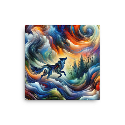 Alpen Abstraktgemälde mit Wolf Silhouette in lebhaften Farben (AN) - Leinwand xxx yyy zzz 40.6 x 40.6 cm