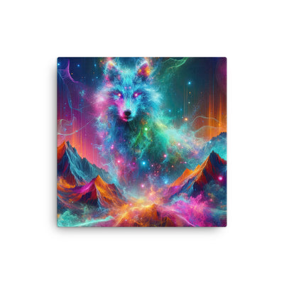 Alpen und Wolf: Lebendige Farben und schimmernde Lichtpartikel (AN) - Leinwand xxx yyy zzz 40.6 x 40.6 cm