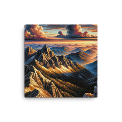 Alpen in Abenddämmerung: Acrylgemälde mit beleuchteten Berggipfeln - Leinwand berge xxx yyy zzz 40.6 x 40.6 cm