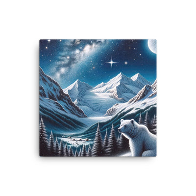Sternennacht und Eisbär: Acrylgemälde mit Milchstraße, Alpen und schneebedeckte Gipfel - Leinwand camping xxx yyy zzz 40.6 x 40.6 cm
