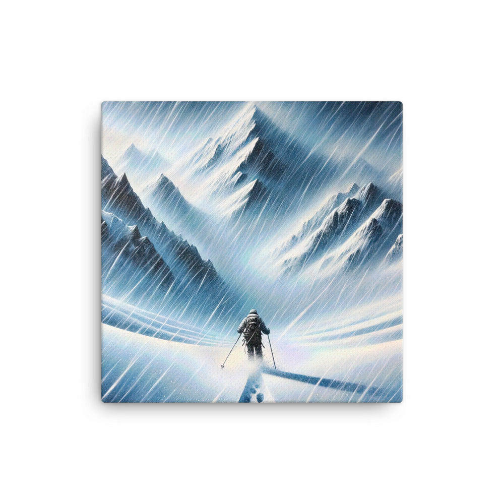 Wanderer und Bergsteiger im Schneesturm: Acrylgemälde der Alpen - Leinwand wandern xxx yyy zzz 40.6 x 40.6 cm