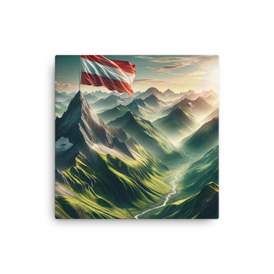 Alpen Gebirge: Fotorealistische Bergfläche mit Österreichischer Flagge - Leinwand berge xxx yyy zzz 40.6 x 40.6 cm