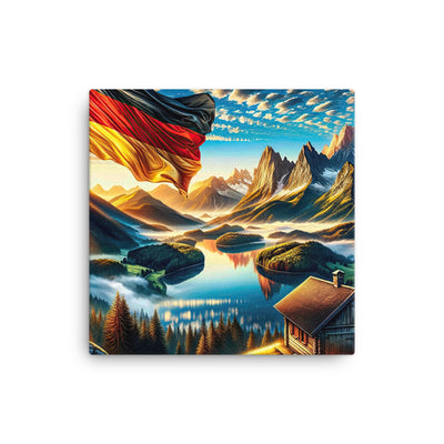 Alpen Gebirge im Morgenlicht: Kunstwerk mit Deutsche Flagge - Leinwand berge xxx yyy zzz 40.6 x 40.6 cm