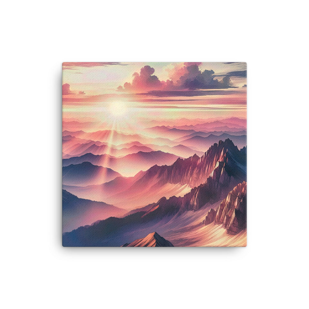 Schöne Berge bei Sonnenaufgang: Malerei in Pastelltönen - Leinwand berge xxx yyy zzz 40.6 x 40.6 cm