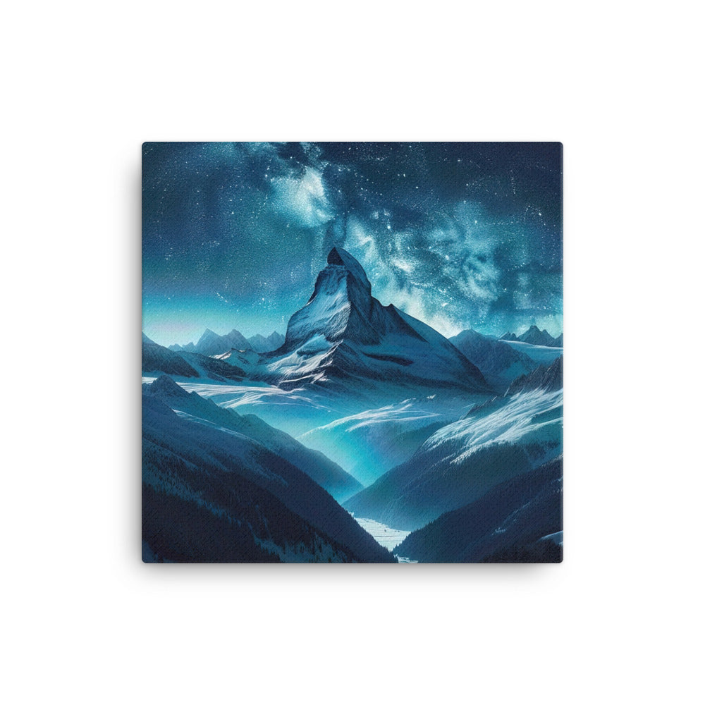 Winterabend in den Bergen: Digitale Kunst mit Sternenhimmel - Leinwand berge xxx yyy zzz 40.6 x 40.6 cm