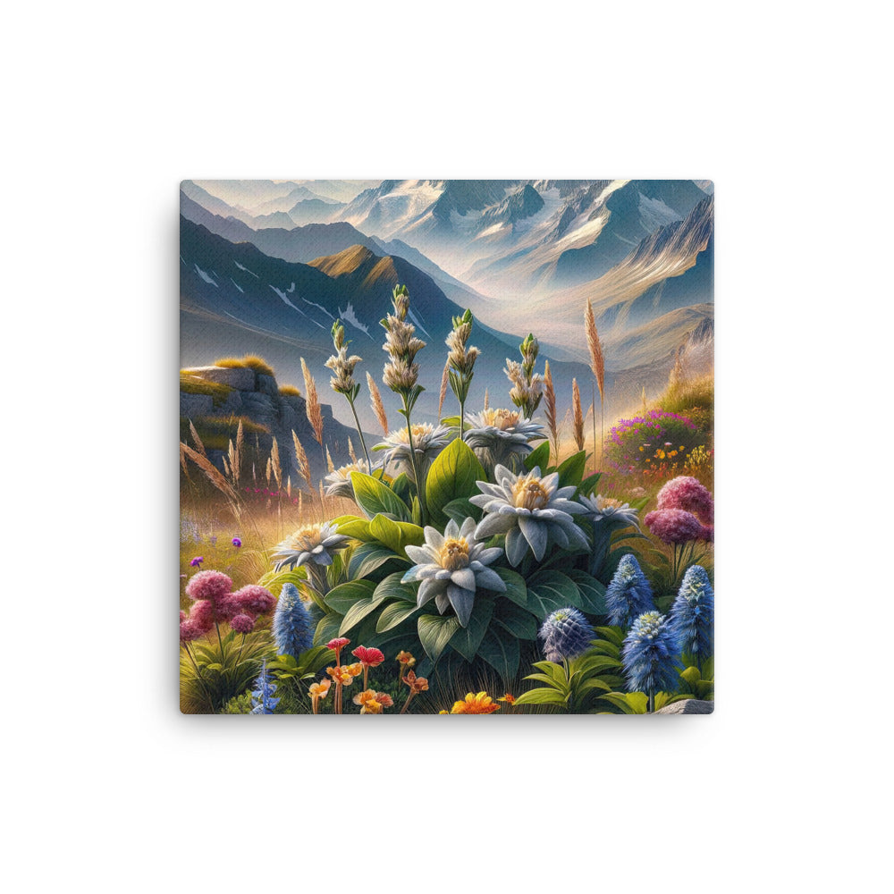 Alpine Flora: Digitales Kunstwerk mit lebendigen Blumen - Leinwand berge xxx yyy zzz 40.6 x 40.6 cm