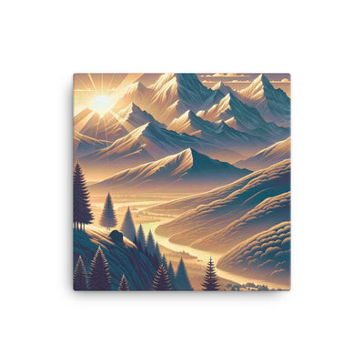 Alpen-Morgendämmerung, erste Sonnenstrahlen auf Schneegipfeln - Leinwand berge xxx yyy zzz 40.6 x 40.6 cm