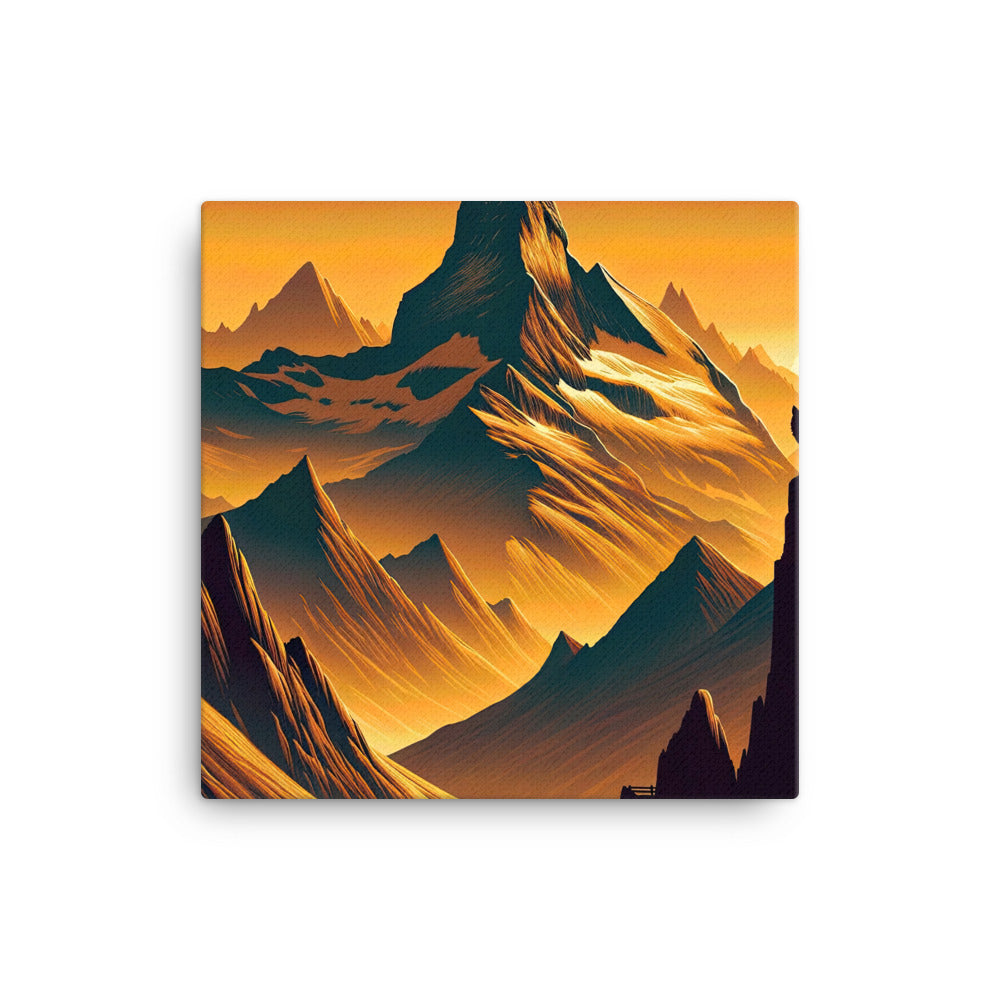 Fuchs in Alpen-Sonnenuntergang, goldene Berge und tiefe Täler - Leinwand camping xxx yyy zzz 40.6 x 40.6 cm