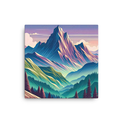 Harmonische Berglandschaft mit Schweizer Flagge auf Gipfel - Leinwand berge xxx yyy zzz 40.6 x 40.6 cm
