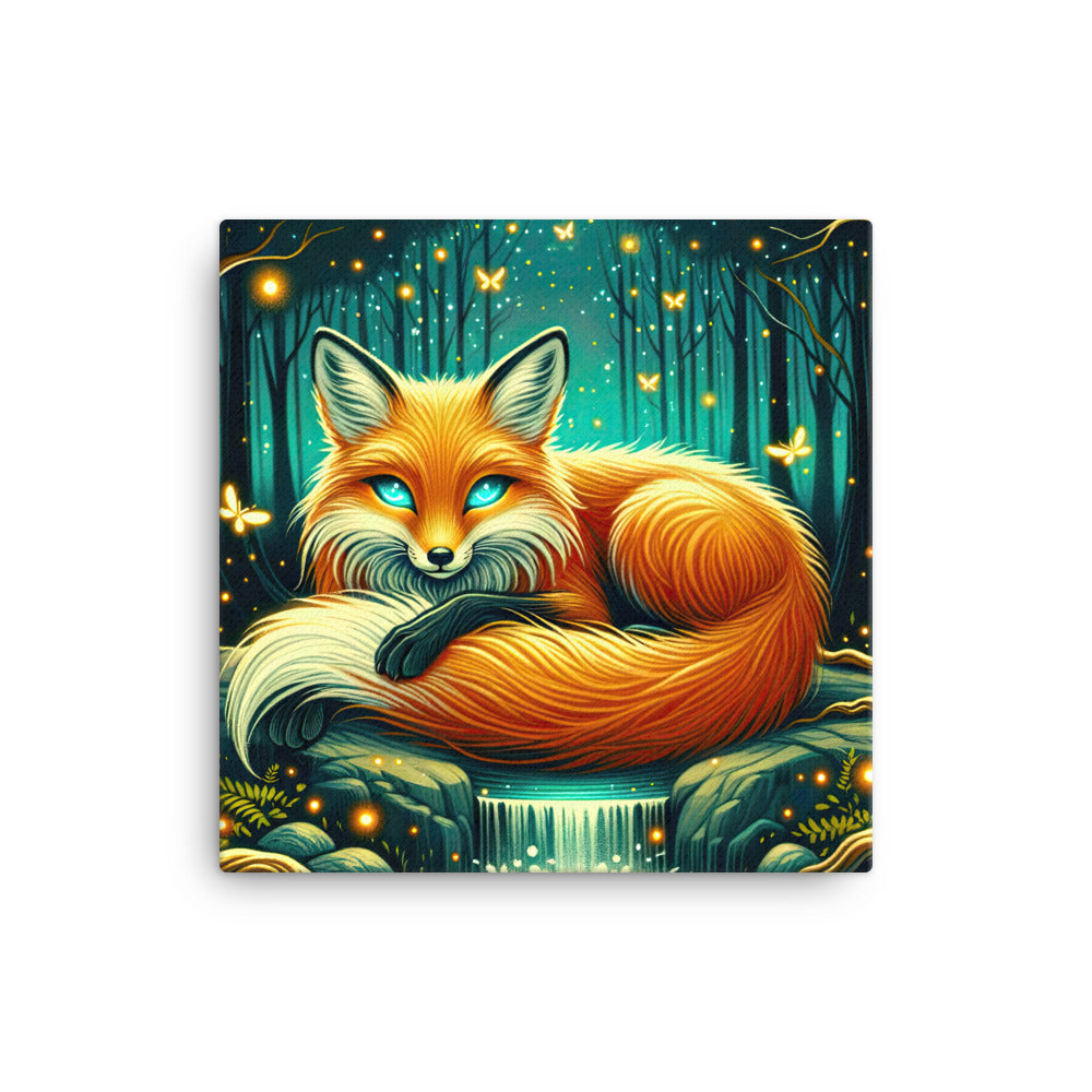 Bezaubernder Fuchs auf erleuchteter mystischer Waldlichtung - Leinwand camping xxx yyy zzz 40.6 x 40.6 cm