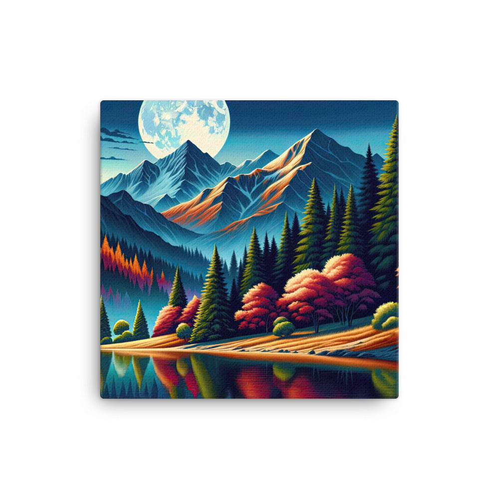 Ruhiger Herbstabend in den Alpen, grün-rote Berge - Leinwand berge xxx yyy zzz 40.6 x 40.6 cm