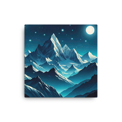 Sternenklare Nacht über den Alpen, Vollmondschein auf Schneegipfeln - Leinwand berge xxx yyy zzz 40.6 x 40.6 cm