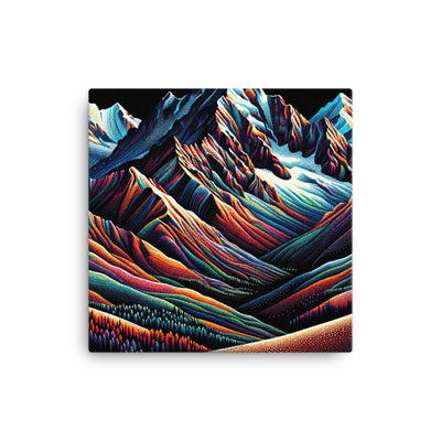 Pointillistische Darstellung der Alpen, Farbpunkte formen die Landschaft - Leinwand berge xxx yyy zzz 40.6 x 40.6 cm