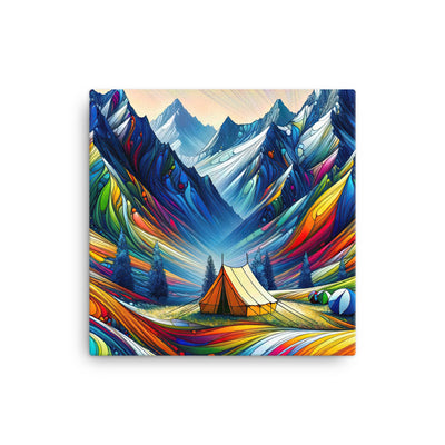 Surreale Alpen in abstrakten Farben, dynamische Formen der Landschaft - Leinwand camping xxx yyy zzz 40.6 x 40.6 cm