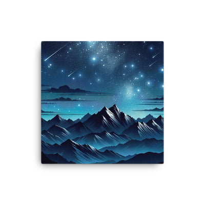 Alpen unter Sternenhimmel mit glitzernden Sternen und Meteoren - Leinwand berge xxx yyy zzz 40.6 x 40.6 cm
