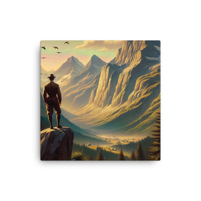 Ölgemälde eines Schweizer Wanderers in den Alpen bei goldenem Sonnenlicht - Leinwand wandern xxx yyy zzz 40.6 x 40.6 cm