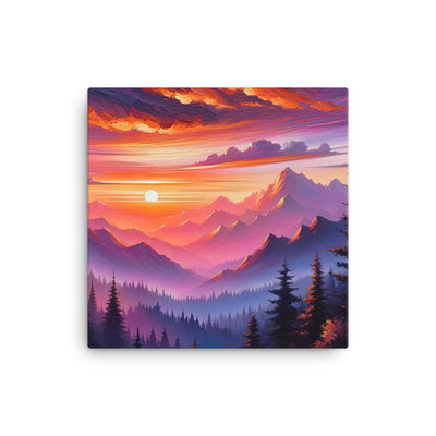Ölgemälde der Alpenlandschaft im ätherischen Sonnenuntergang, himmlische Farbtöne - Leinwand berge xxx yyy zzz 40.6 x 40.6 cm