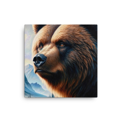 Ölgemälde, das das Gesicht eines starken realistischen Bären einfängt. Porträt - Leinwand camping xxx yyy zzz 40.6 x 40.6 cm