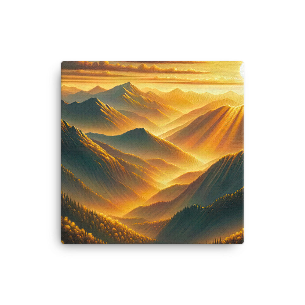 Ölgemälde der Berge in der goldenen Stunde, Sonnenuntergang über warmer Landschaft - Leinwand berge xxx yyy zzz 40.6 x 40.6 cm