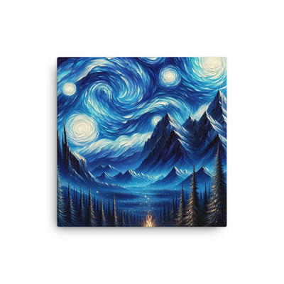 Sternennacht-Stil Ölgemälde der Alpen, himmlische Wirbelmuster - Leinwand berge xxx yyy zzz 40.6 x 40.6 cm